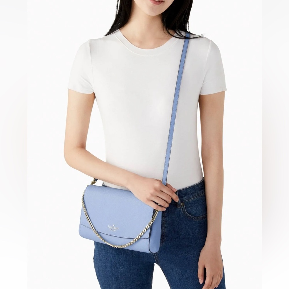 Kate Spade Greer Chain Crossbody Pale Blue Saffiano Leather WKRU6687 NWT $299 FS